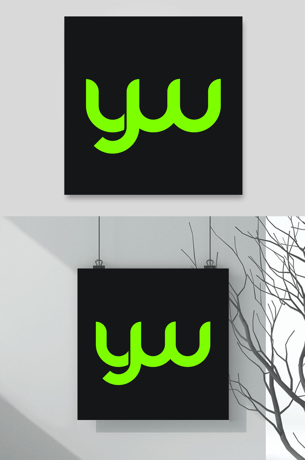 黑底青色标志LOGO设计素材