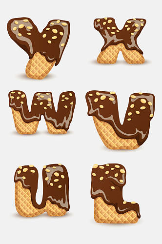 食品巧克力饼干字母免抠素材
