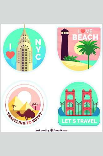 创意埃及城市旅游徽标贴纸素材