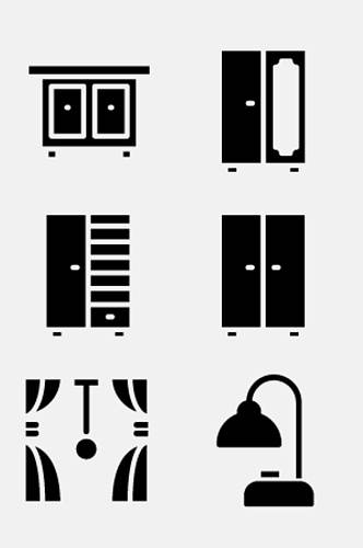 黑色衣柜家具图标免抠素材