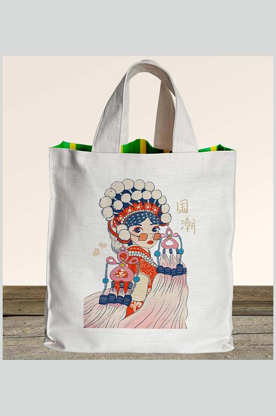 手提布袋人时尚京剧国风vi样机