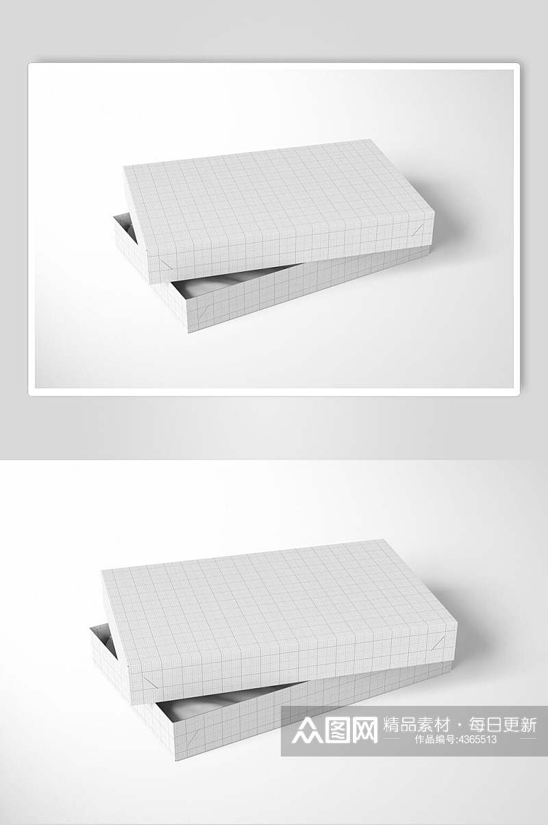 立体方形线条灰白色包装盒样机素材