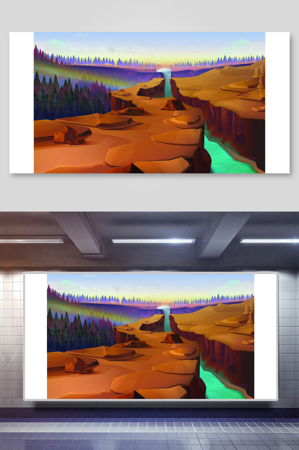 黑色卡通风景户外矢量插画素材