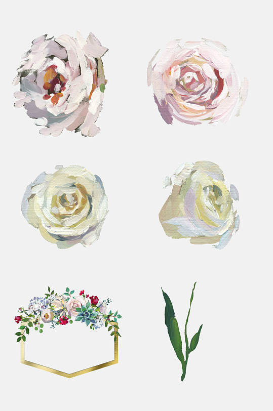 水彩唯美花朵油画花卉免抠设计素材