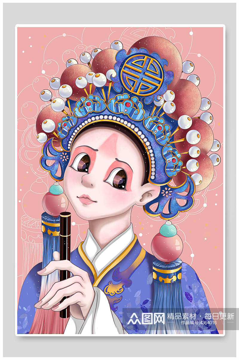 典雅国潮风京剧唯美潮流插画素材