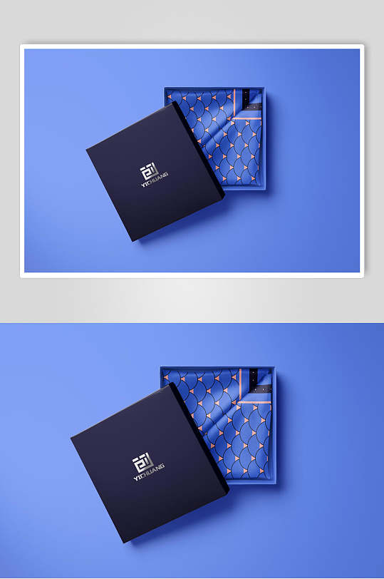 立体正方形英文字母蓝方巾样机