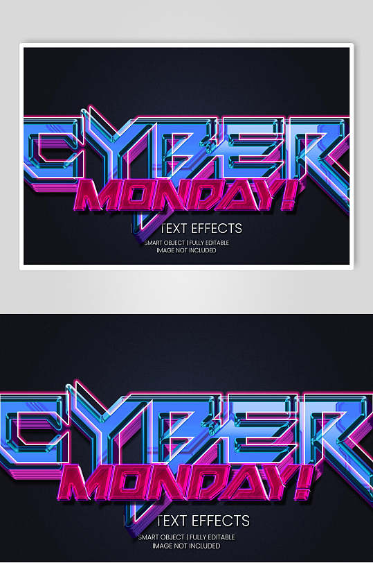 黑色背景赛博朋克立体艺术字