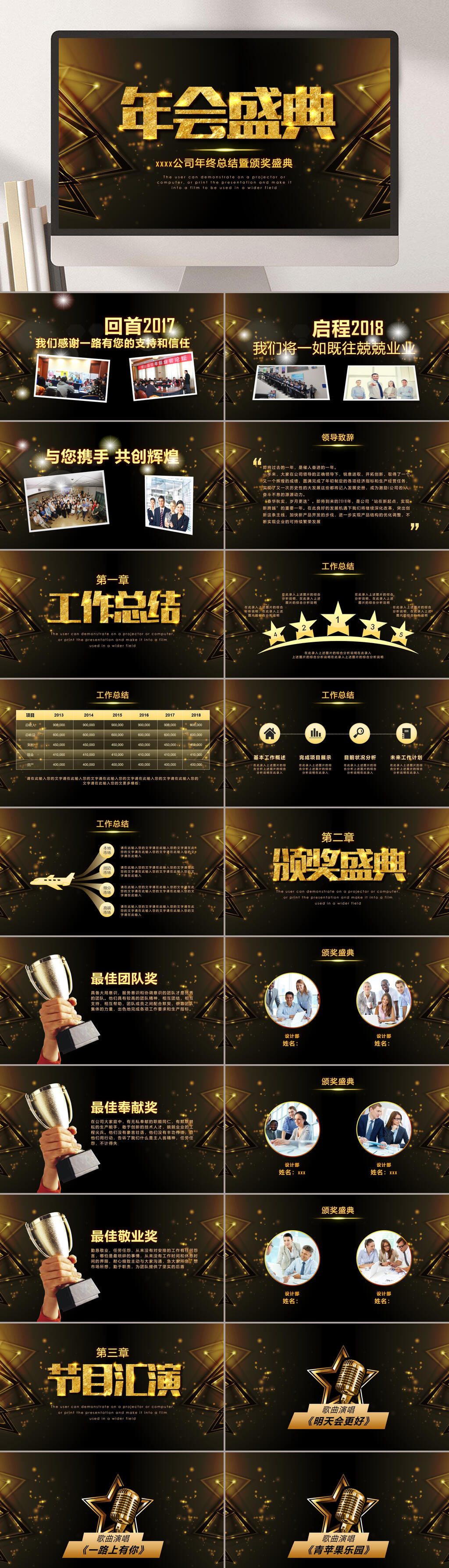 年会盛典工作总结颁奖典礼PPT素材
