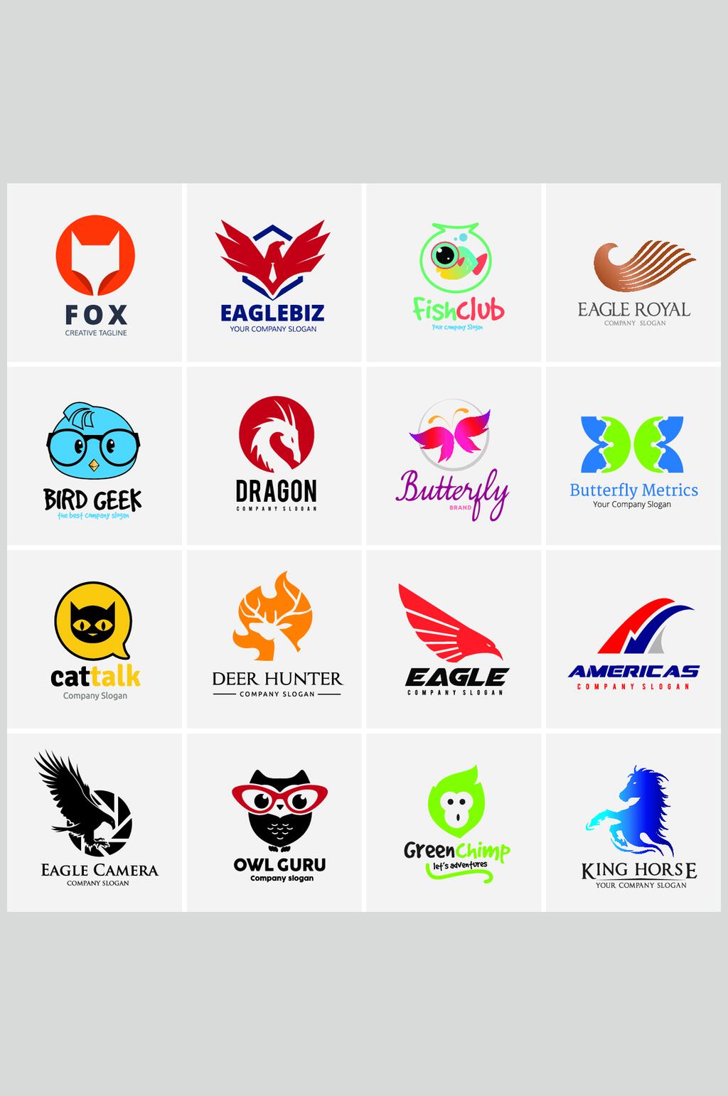 动物色块英文标志LOGO设计素材