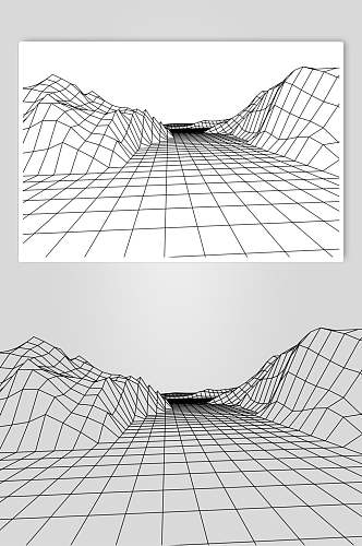 简约高山抽象网格地形矢量素材