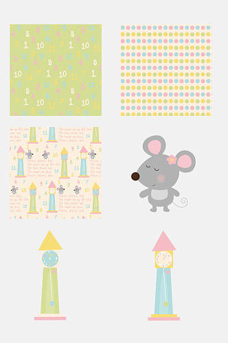 彩色老鼠卡通免抠设计素材