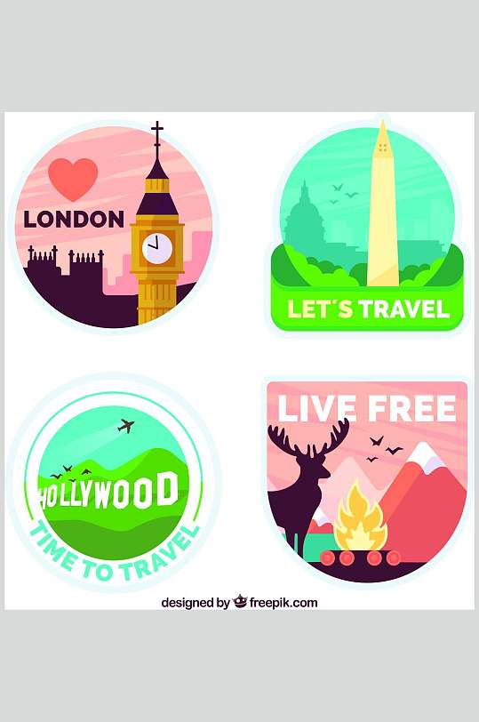 几何城市旅游徽标贴纸素材
