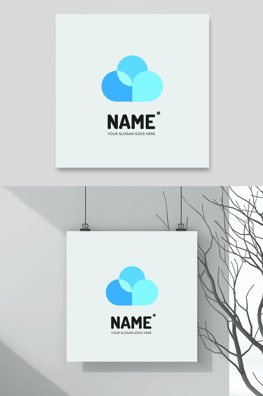 蓝色轻量化英文标志LOGO设计素材