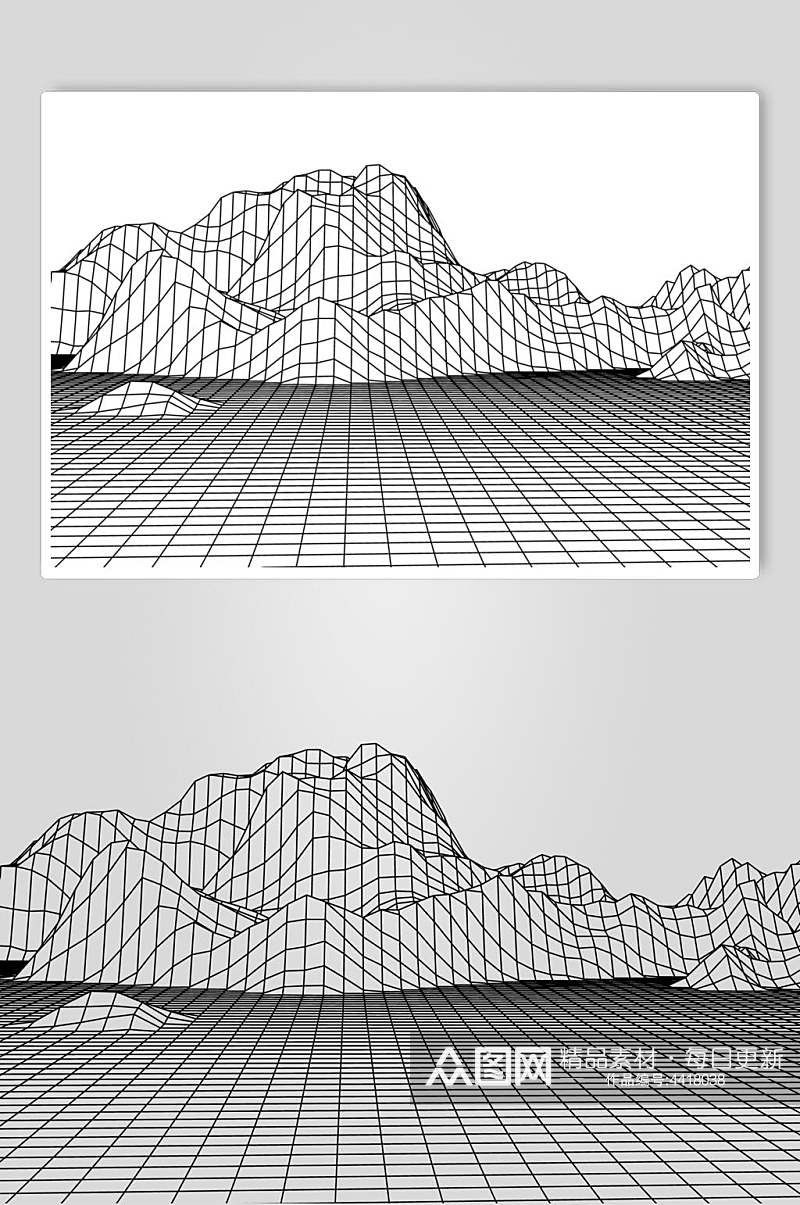 山峰抽象网格地形矢量素材素材