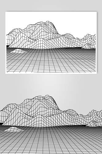 山峰抽象网格地形矢量素材