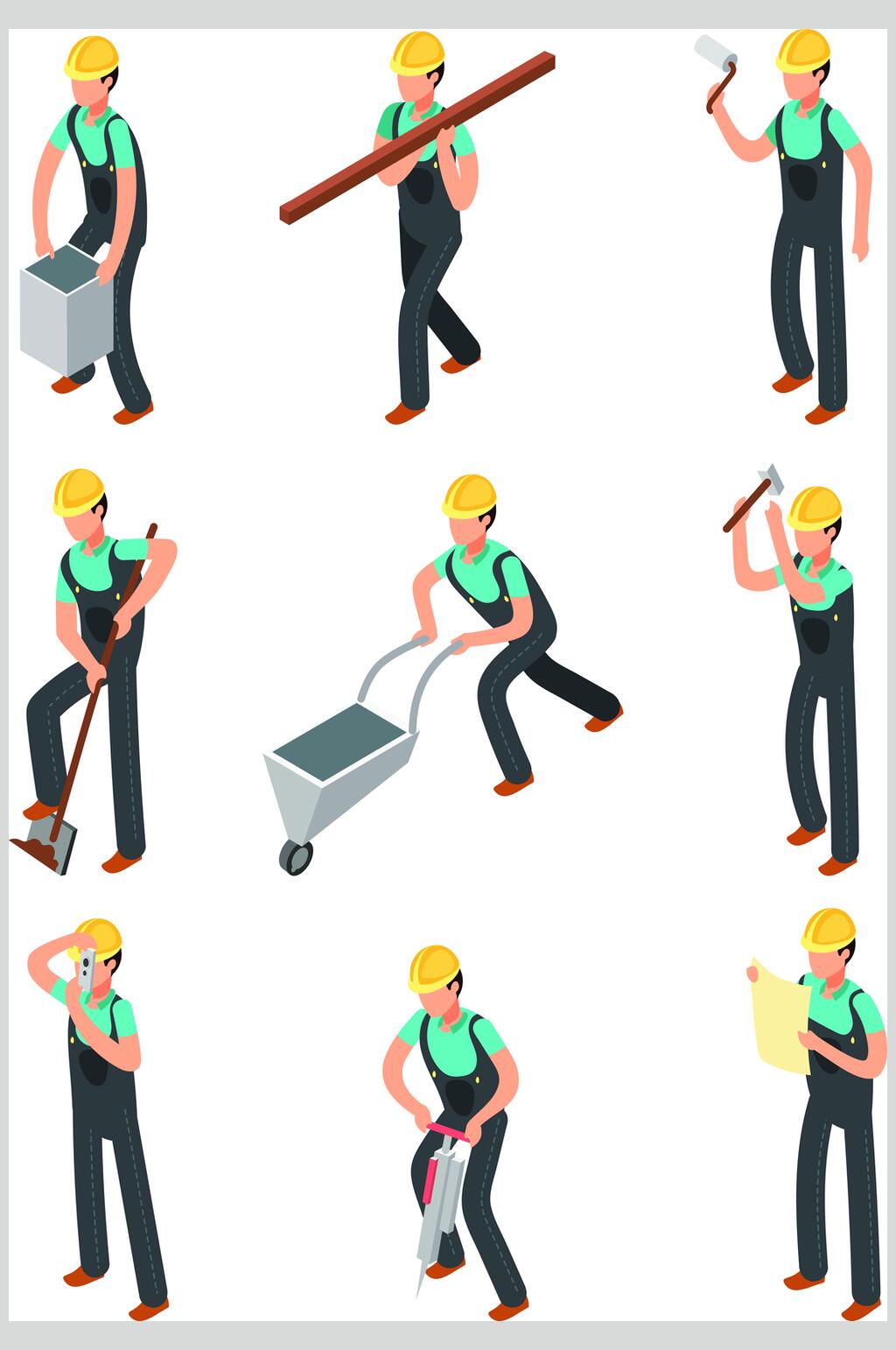 创意卡通工具建筑行业插画矢量素材素材