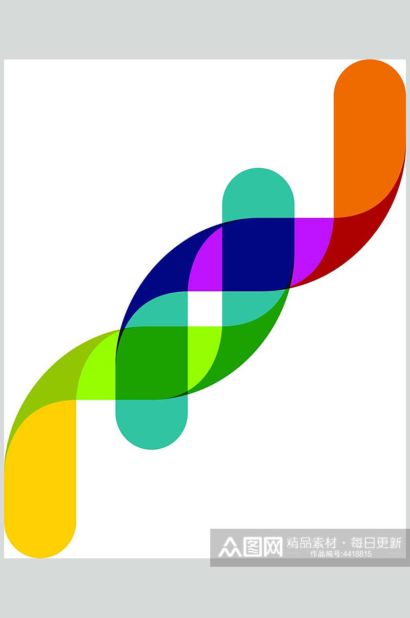 彩色基因螺旋标志LOGO设计素材