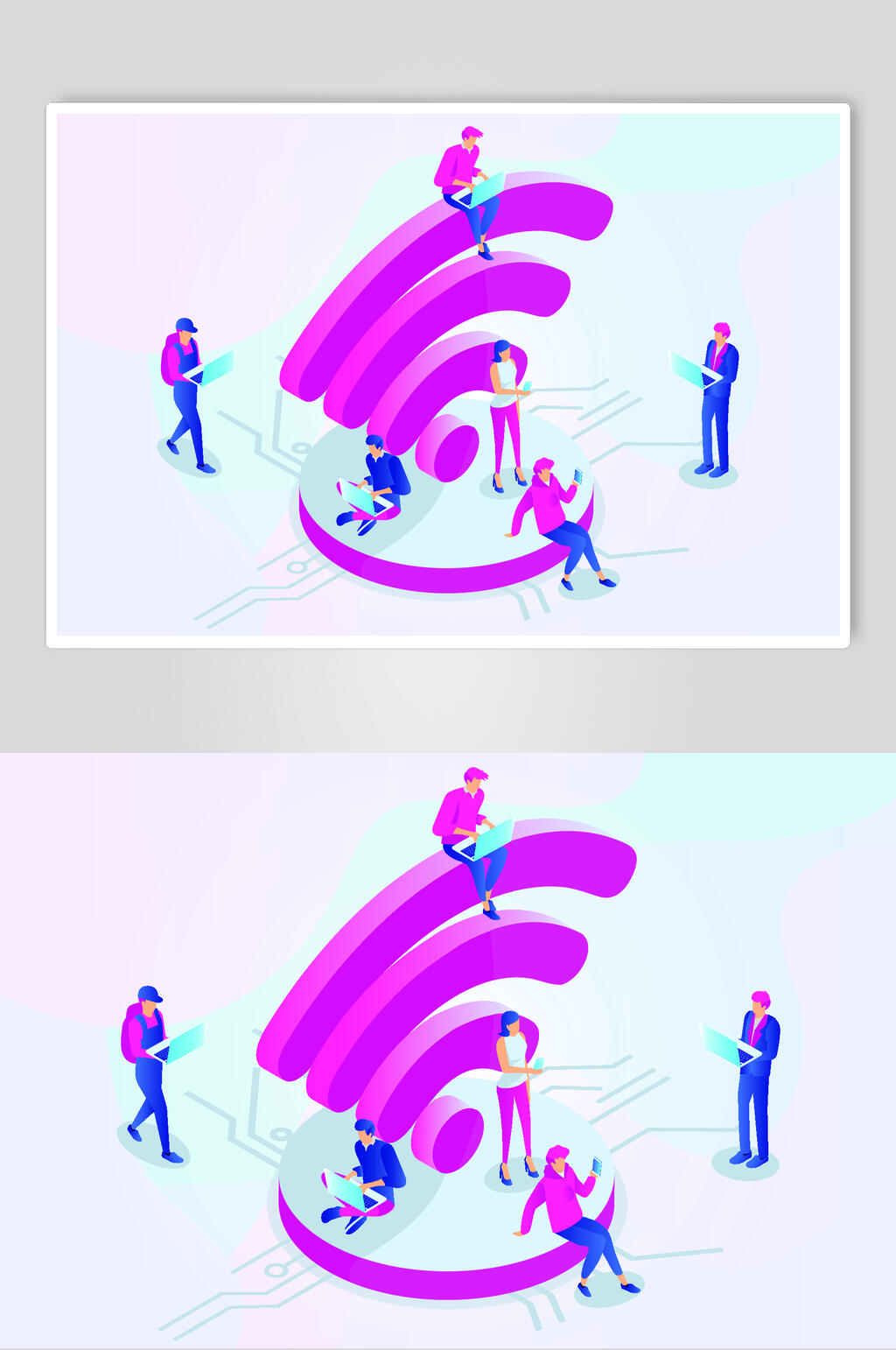 无线WIFI网络通讯插画矢量素材素材