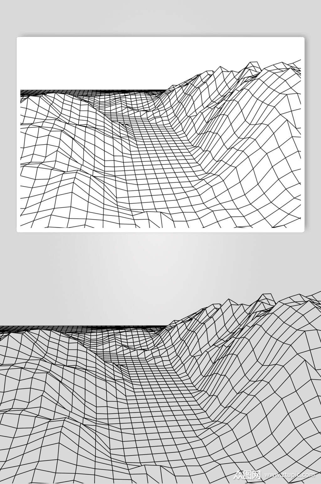 简约山地抽象网格地形矢量素材素材