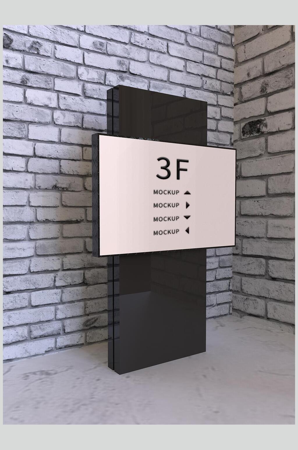 众图网独家提供箭头墙壁黑色大气高端导视牌样机素材免费下载,本作品