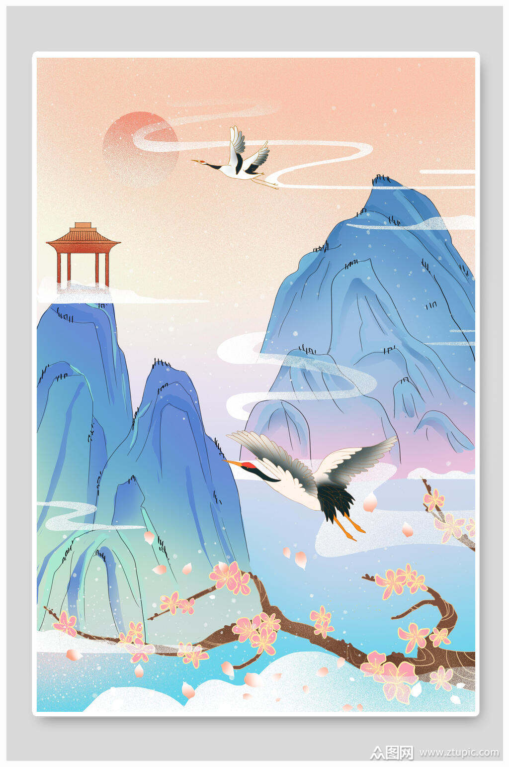 国潮风简约唯美潮流插画素材