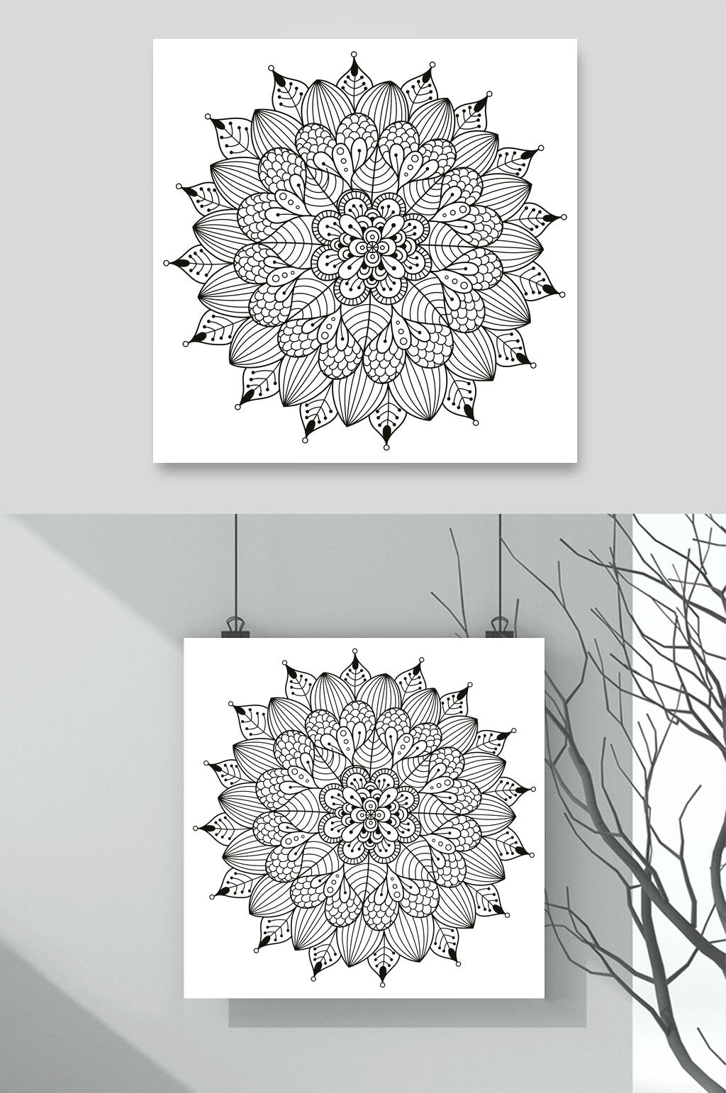 就线稿动植物插画矢量素材素材