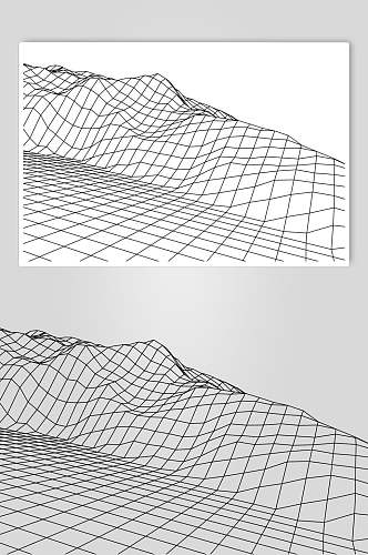 横版抽象网格地形矢量素材