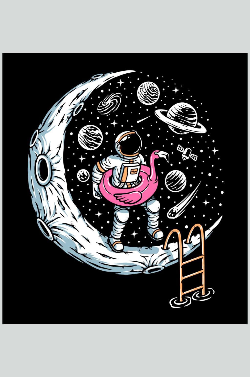卡通创意星球宇航员潮流印花素材素材