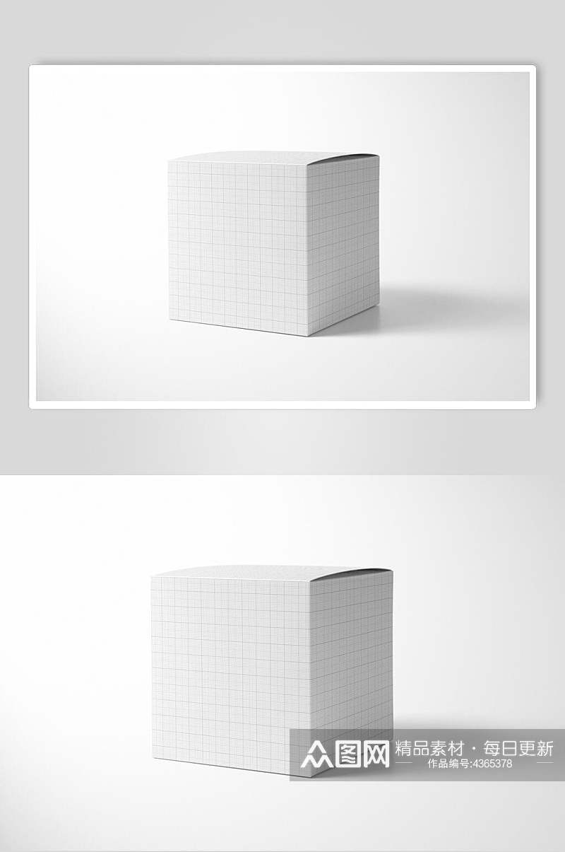 正方形立体线条白色包装盒样机素材