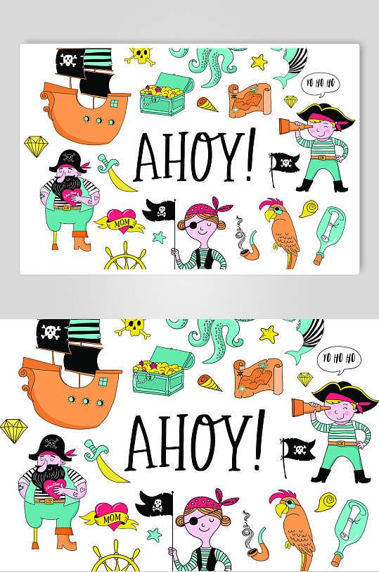 卡通航海探险素材