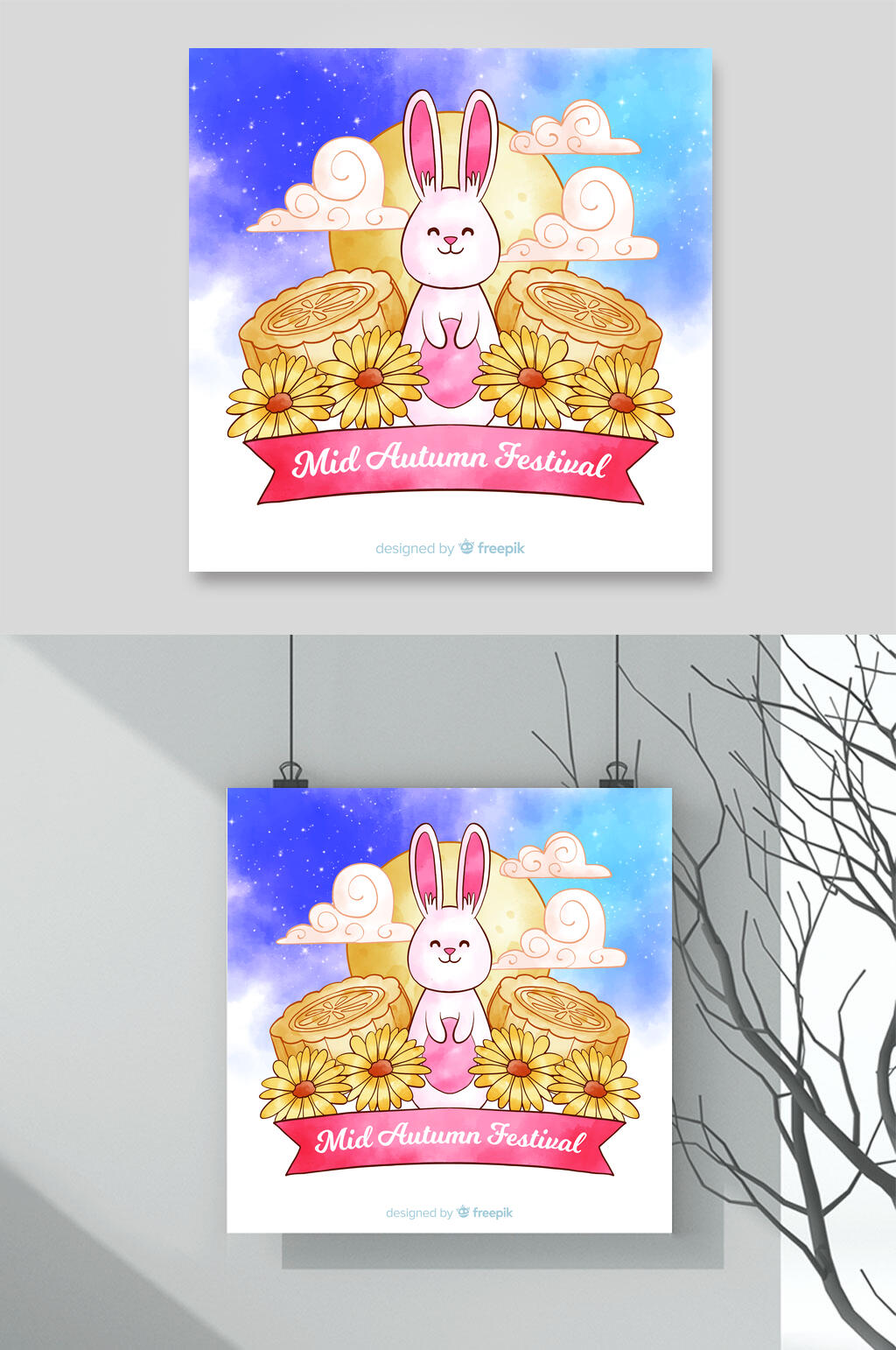玉兔中秋节矢量素材素材