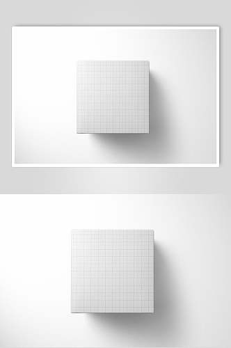 正方形线条方格白色包装盒样机