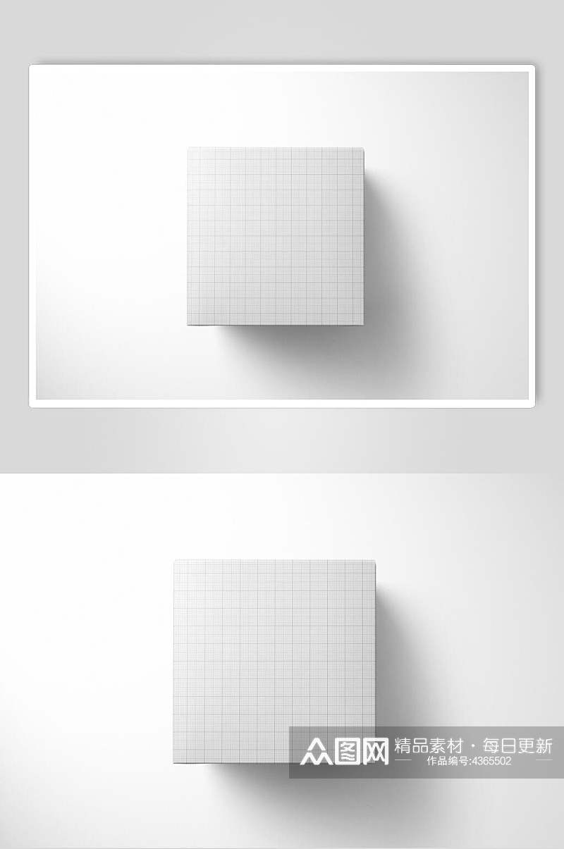 正方形线条方格白色包装盒样机素材