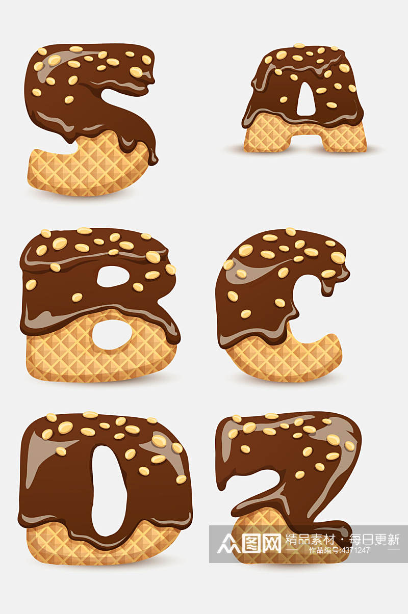 巧克力饼干字母免抠素材素材