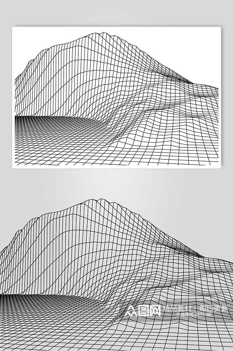 简约大气抽象网格地形矢量素材素材