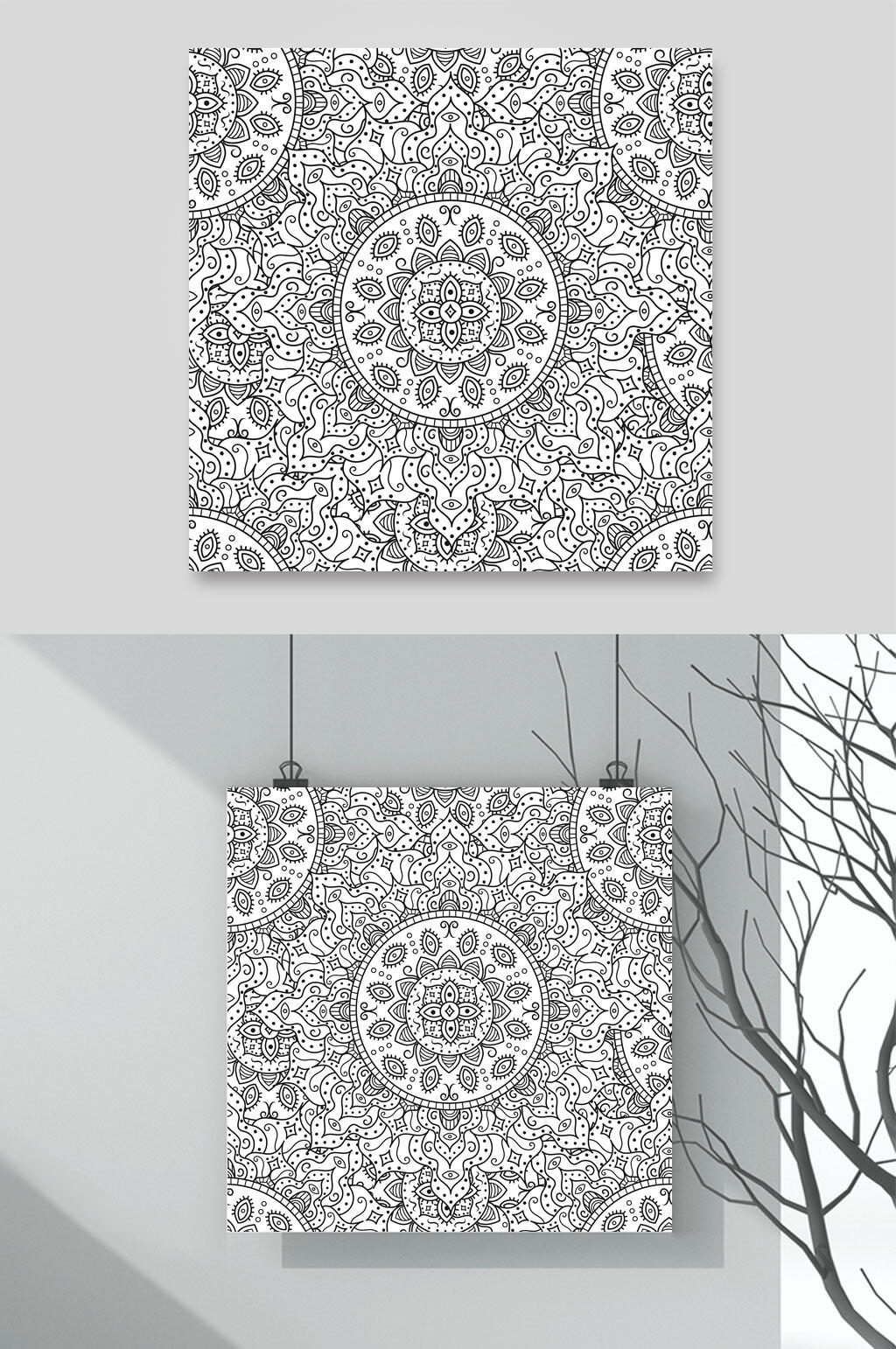 高端唯美花卉线稿手绘动植物插画矢量素材素材