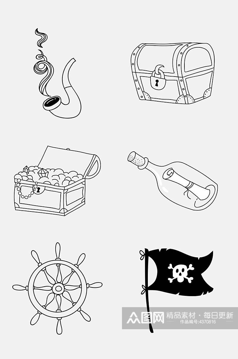 灰色卡通航海探险免抠素材素材