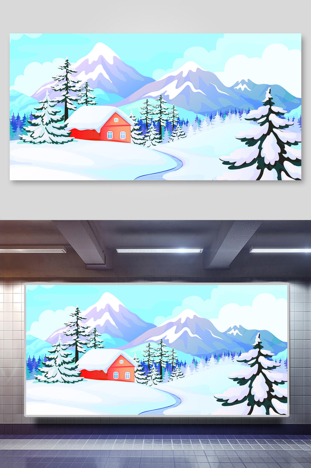 白色风景户外矢量插画素材