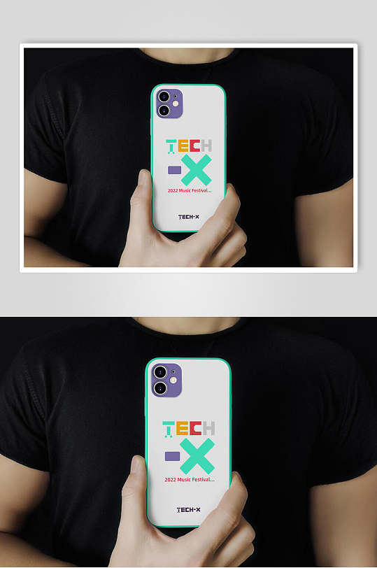 手机黑色叉号文创艺术周边vi样机