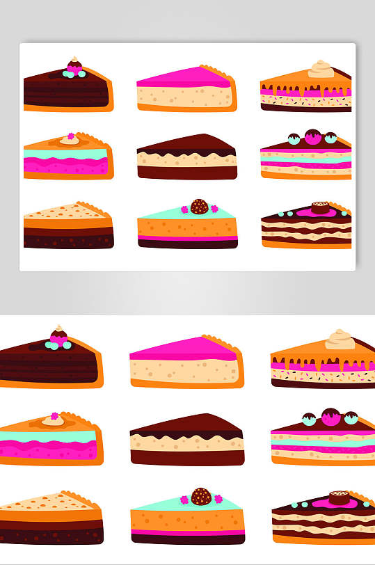 彩色蛋糕甜品美食矢量素材