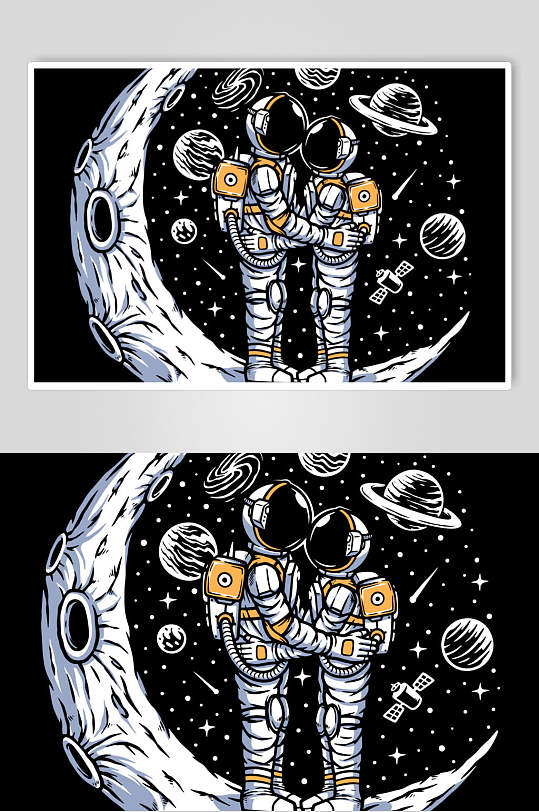 宇航员潮流印花素材