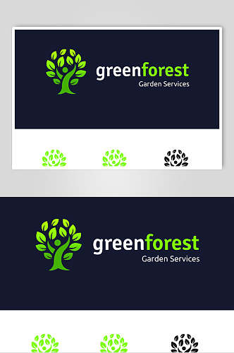 绿色树叶环保标志LOGO设计