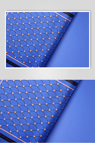 波纹线条正视图阴影蓝色方巾样机