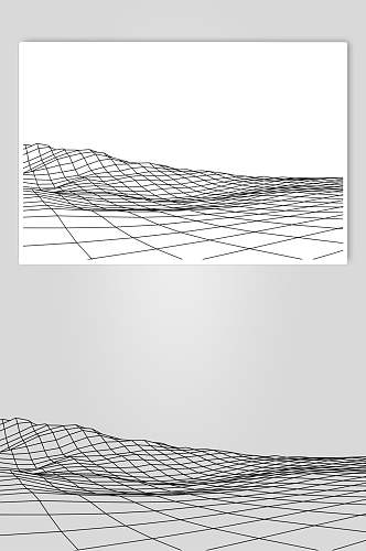 抽象黑白远密近疏网格地形矢量素材