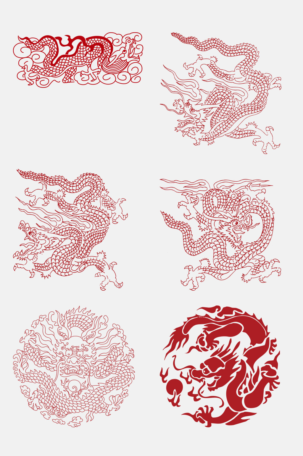 红色唯美中式龙形图案免抠素材素材