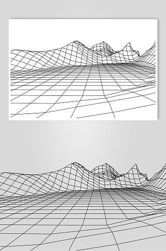 山丘抽象网格地形矢量素材