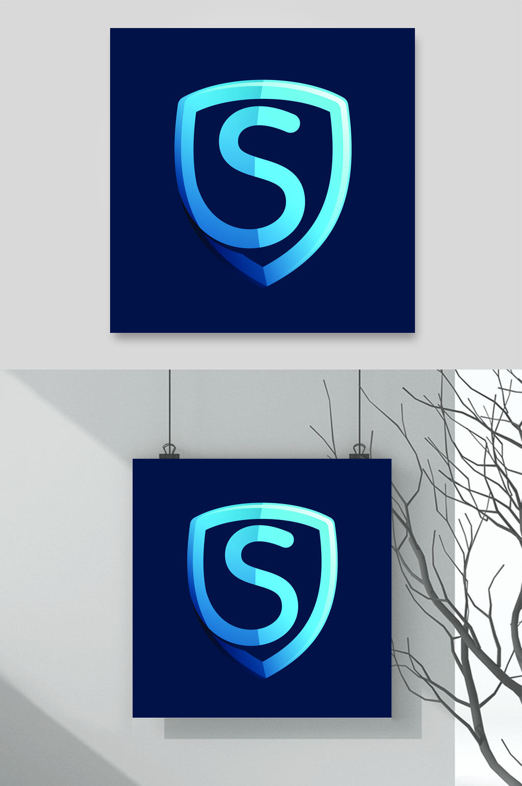 盾牌渐变标志LOGO设计素材