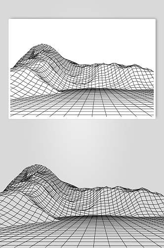 立体抽象网格地形矢量素材