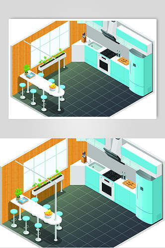 展示图等距家装家居卡通矢量素材