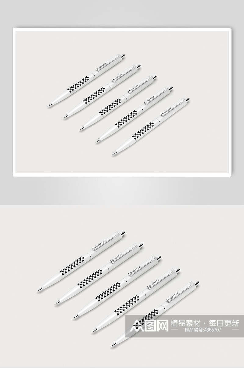 方格线条灰色按压式中性笔样机素材